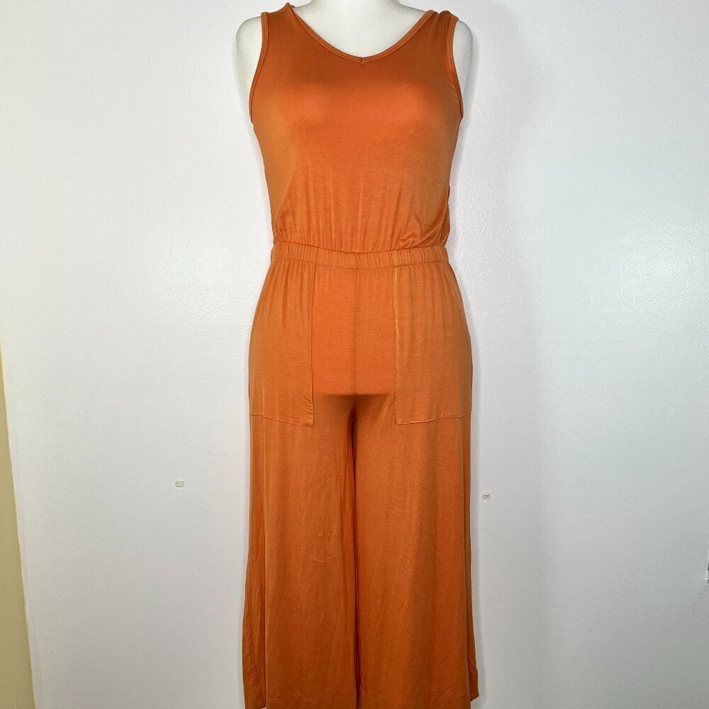 Nordstrom‎ Women's Jumpsuit XL Sleeveless Pockets Cropped Stretch Summer Lounge
